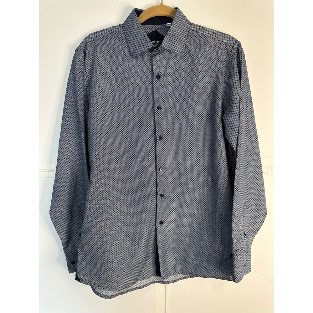 Silver Stone Modern Fit‎ Button Down Dress Shirt Geometric Print M